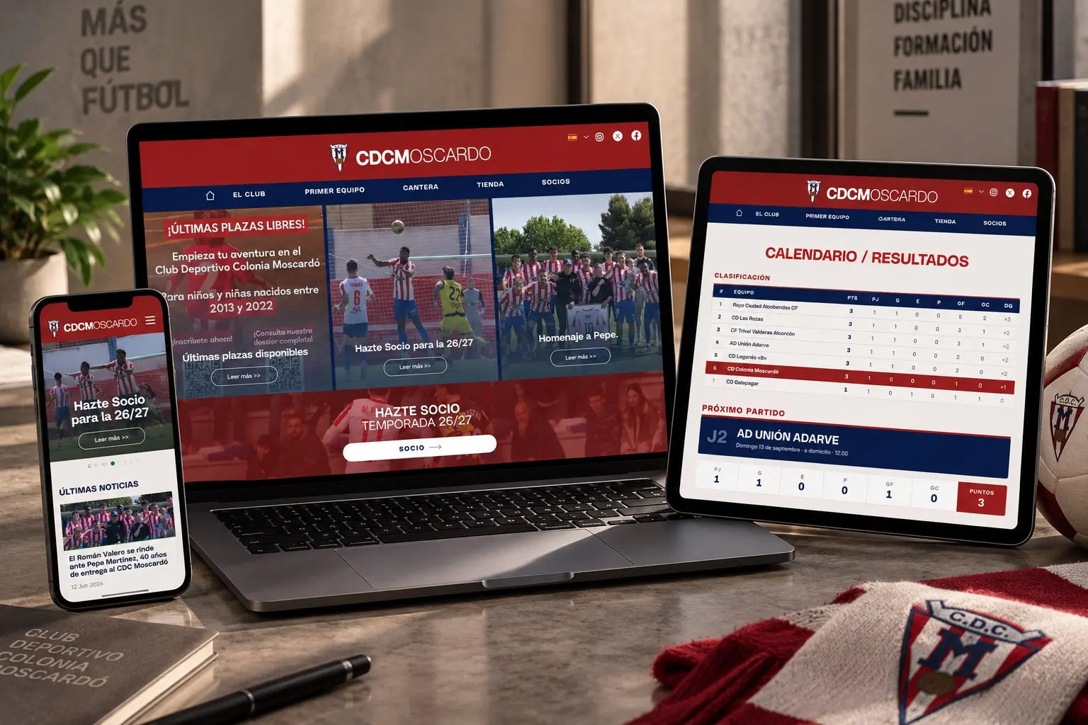 Web del CDC Moscardó en portátil, tableta y móvil
